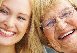 Grandparent and daughter